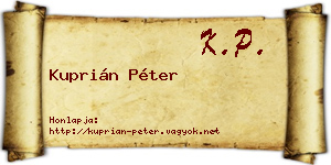 Kuprián Péter névjegykártya